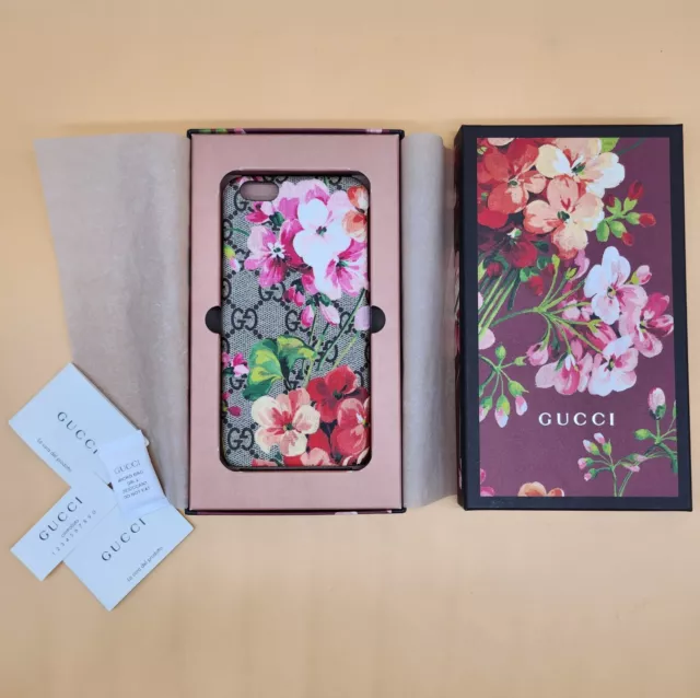 Gucci GG Logo Monogram Blooms Floral iPhone Phone Case B. Ebony