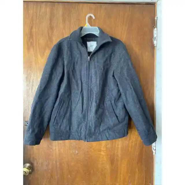 Old Navy Mens Wool Blend Pea Coat Jacket Flannel Lined Size Medium Dark Gray