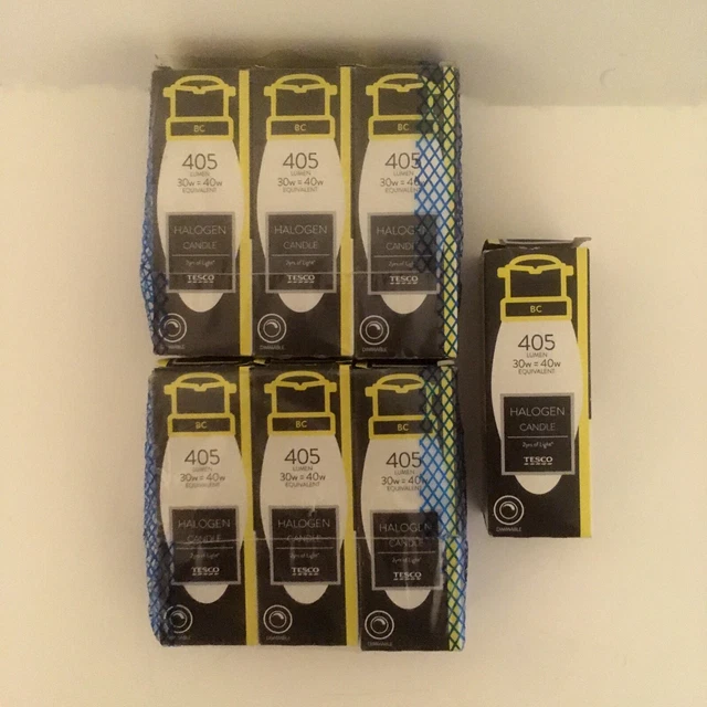 SEVEN TESCO 405 Halogen Candle Bulbs 30w 40w Equivalent