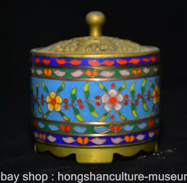 3.2" Marked Old Chinese Bronze Cloisonne Dynasty 3 Leg incense burner Censer