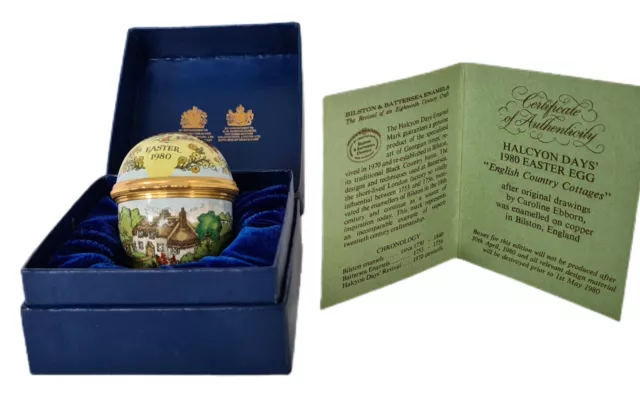 Easter  Halcyon Days Enamel Egg 1980 Bilston & Battersea Enamels Boxed Vintage