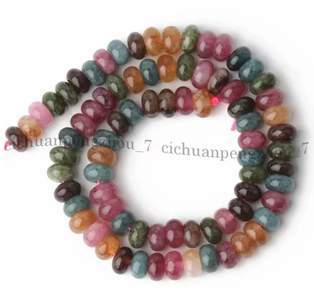 Natural Colorful Tourmaline 4x6mm 5x8mm Rondelle Gemstone Loose Beads 15''Strand