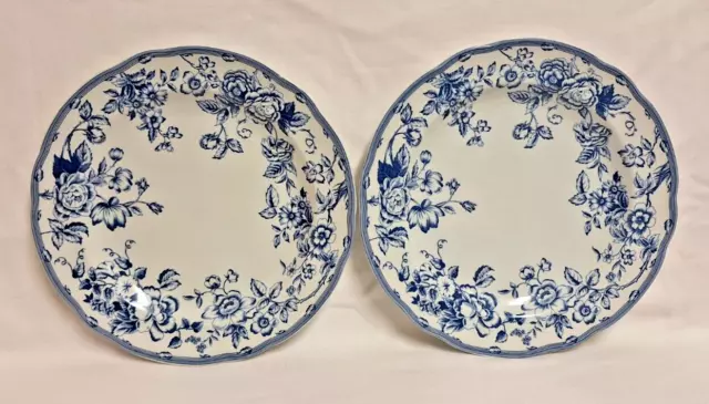 2 x Spode Clifton White & Blue S3418 Range Large Dinner Plates