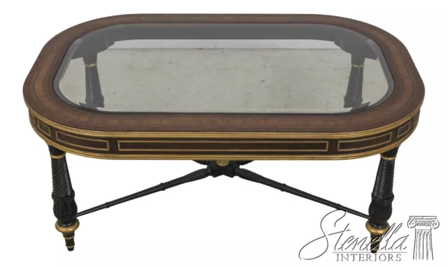L59208EC: EJ VICTOR Regency Style Inlaid Glass Top Coffee Table