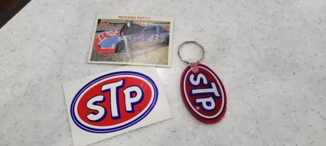 1991 STP  1 VTG ORIGINAL RACING STICKER ,keychain,card, NASCAR NHRA PETTY NOS