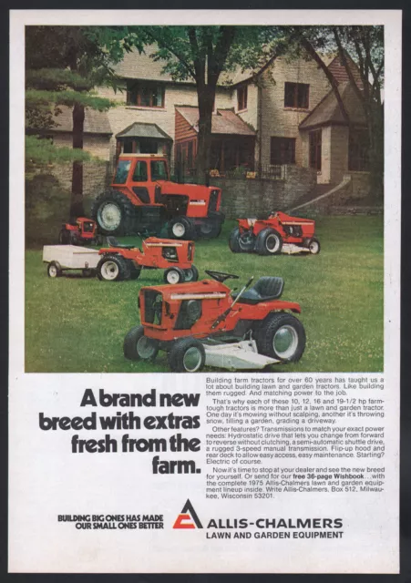 1975 Allis-Chalmers print ad 10, 12, 16, & 19.5 HP Farm Tractors