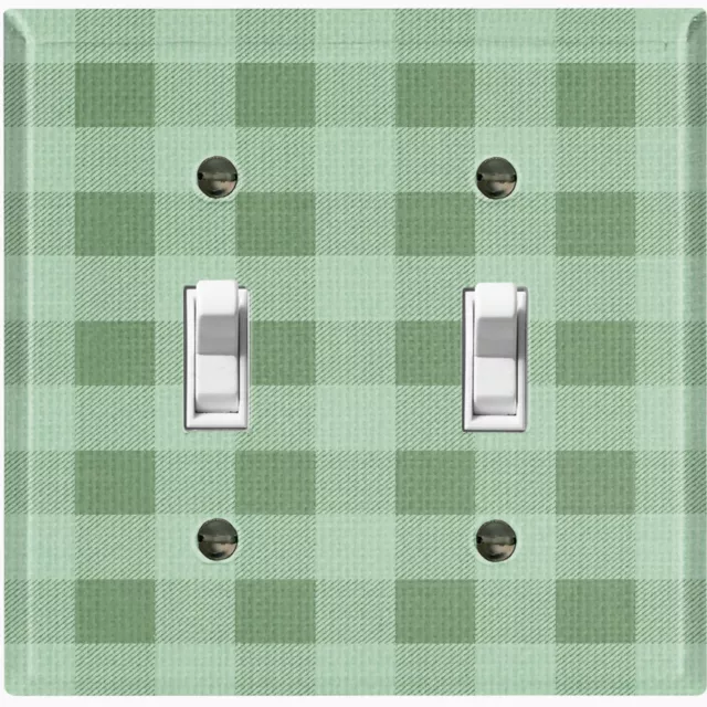 Metal Light Switch Cover Wall Plate Classic Green Checkered Plaid WAL059