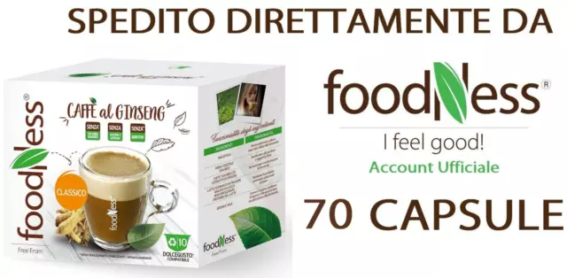 70 Capsule FOODNESS Caffè al Ginseng CLASSICO DOLCE GUSTO Senza Glutine Lattosio