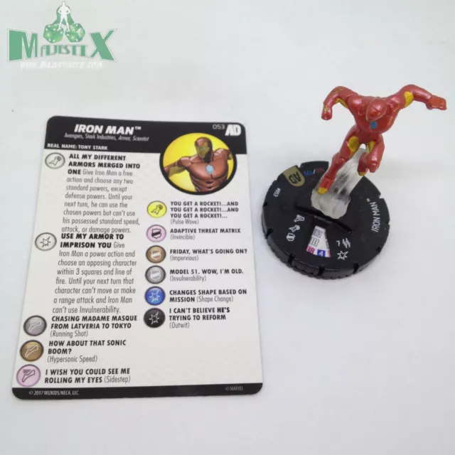 Heroclix Avengers Defenders War set Iron Man #053 Super Rare figure w/card!
