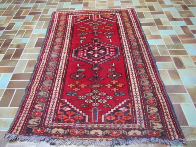 Alter Handgeknüpft Perser Orientteppich BIDJAR Hamadan Old Carpet Rug 198x124cm