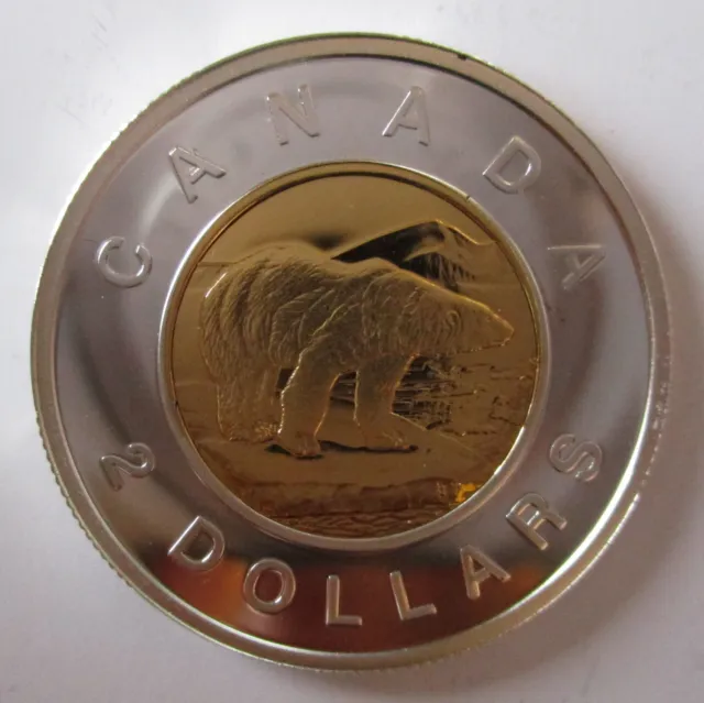 2005 Canada Toonie Proof Silver With 24K Gold Plate Two Dollar Coin