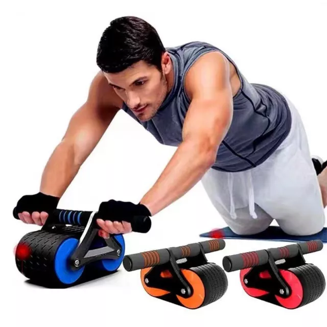 Double Wheel Abdominal Exerciser Women Men Automatic Rebound Ab Wheel Roller Wai 2