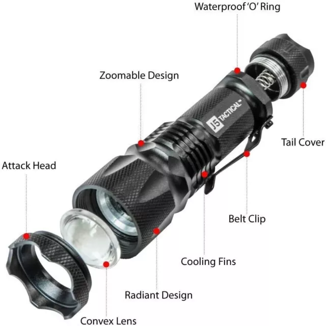 LED Flashlight J5 Tactical V1 Pro - Blinding Bright **AUTHORIZED DEALER 3