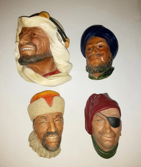 Vintage Bossons Congleton England Chalkware Heads Lot of 4 Collectables
