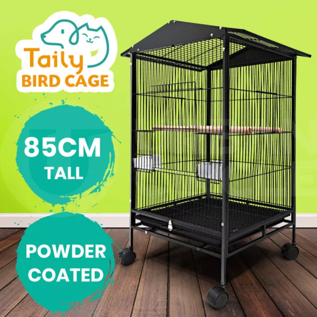 Taily 85cm Bird Cage Stand-Alone Aviary Budgie Perch Castor Wheels Large Cages