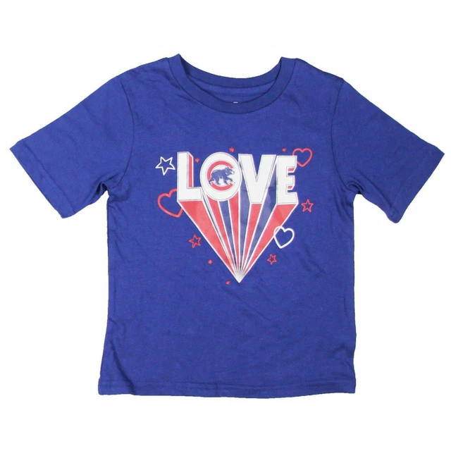 MLB Girls Chicago Cubs Blue Crewneck Short Sleeve T-Shirt Top S 4 BHFO 5853