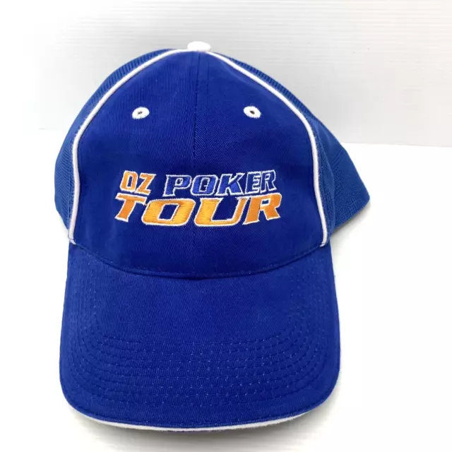 OZ Poker Tour Hat Cap Blue Adjustable 0SFM Cards Chips Gambling Aussie