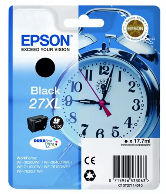 CARTOUCHE EPSON 27XL NOIRE / reveil t2711 t27 27 xl noir pas jaune magenta cyan