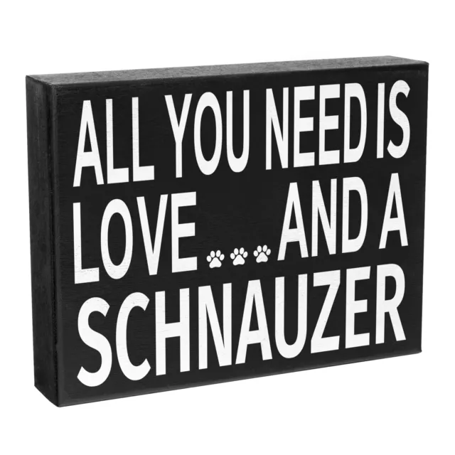 JennyGems Love and a Schnauzer Sign, Schnauzer Gifts Decor Wall Art Sign