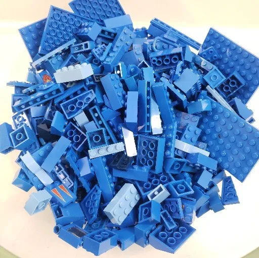 Lego Mixed Lot Parts Pieces Bricks Plates Blue 1lbs. 7.6 Oz.