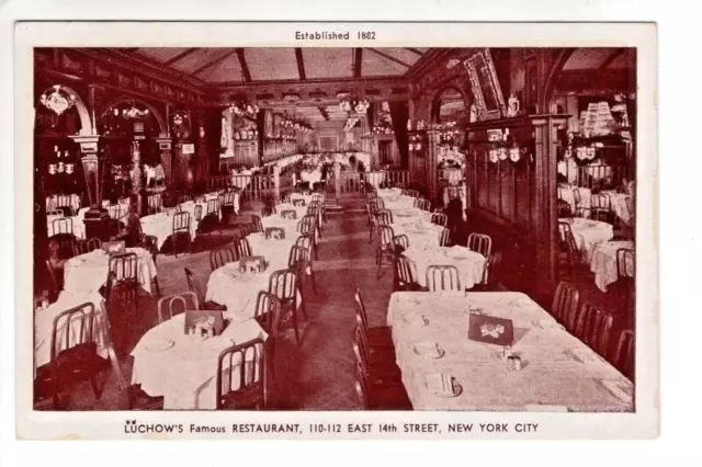 Postcard NY,NY Luchows Famous Restaurant Opened 1882, Closed & Demolished 1995