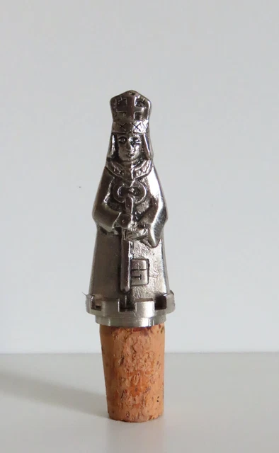 Bouchon en Liège Ancien Personnage en Argent Roi Pape Évêque Religieux