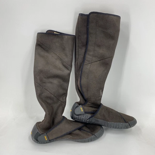 VIBRAM FURUSHIKI BROWN Wrapping Boots Ankle Height Fleece Lined XL 44 ...