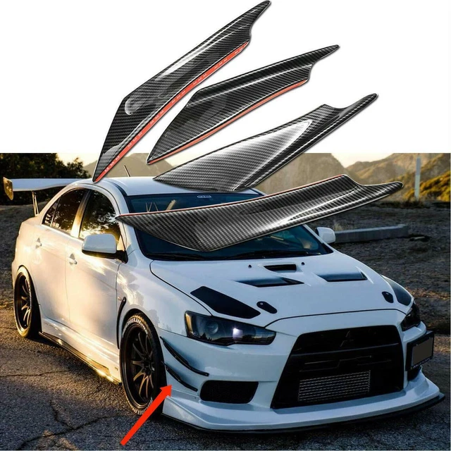 4pcs Carbon Fiber Car Bumper Fin Canard Splitter Diffuser Valence Spoiler Lip