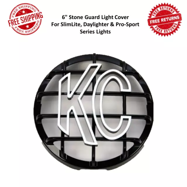KC HiLites 6" Stone Guard Light Cover w/ Logo, Black & White, ABS Plastic, Round