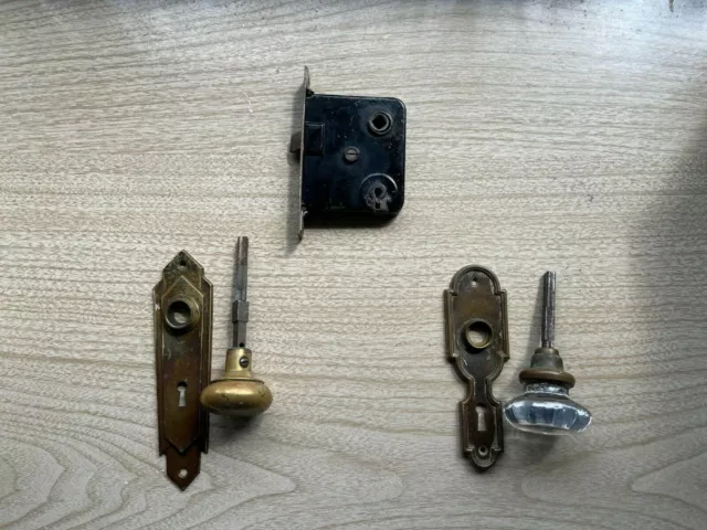 Antique~Vintage Crystal Door Knob Sets~Glass~Victorian~Hardware Salvage~