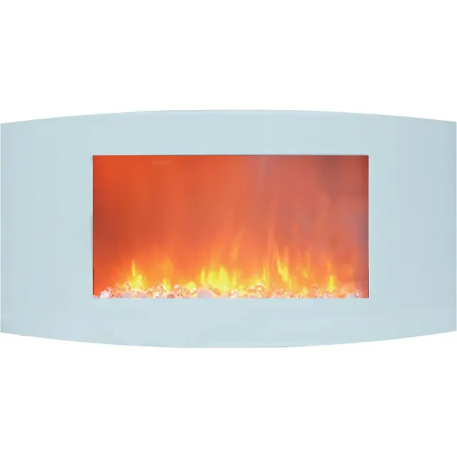 Cambridge Callisto 35" Wall-Mount Electric Fireplace with White Curved Panel and