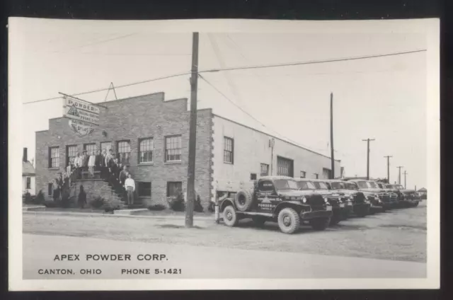 RP Postcard CANTON Ohio APEX Co Atlas DYNAMITE Blasting Powder Building 1930's