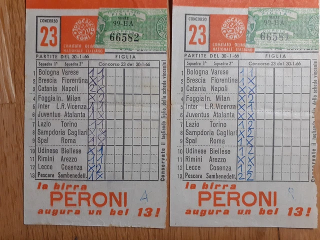 Lotto De 171 Tickets De Totocalcio Des Années 60 – Joués Quasi Toutes Octuples – Rare
