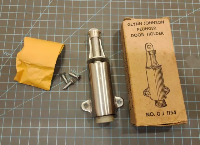 NOS Glynn-Johnson Brass Foot Operated Plunger Door Stop - #1154 🇺🇸 - gwH