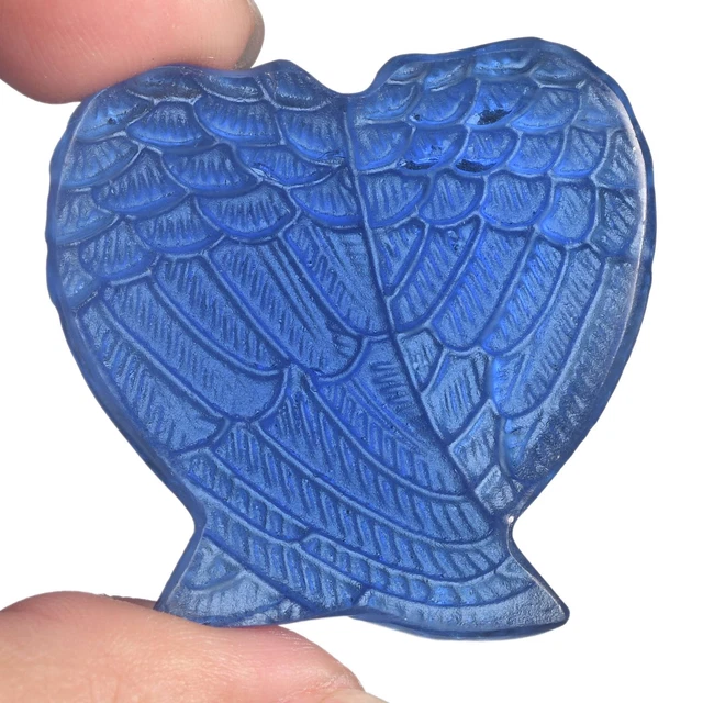 Colgante de alas de ángel de obsidiana azul profundo hecho por el hombre de 1,5"" curación metafísica #36C20