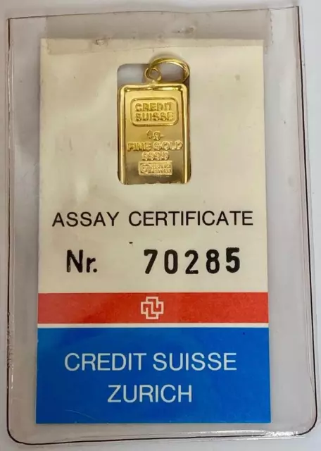 1 GRAM PURE 24K GOLD Credit Suisse 999.9 Bullion Certified Sealed ...