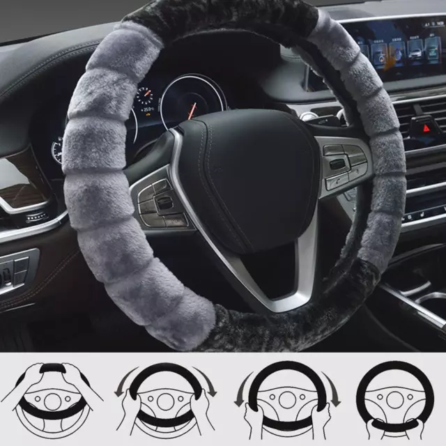 Car Steering Wheel Cover Warm Plush Cover Wool Winter Accessories For 38cm F4T1