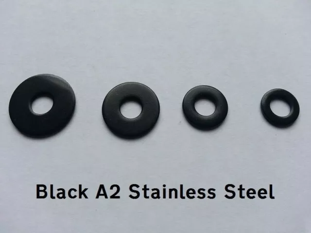 A2 BLACK Stainless Steel M8 Penny/Mudguard/Repair Washers