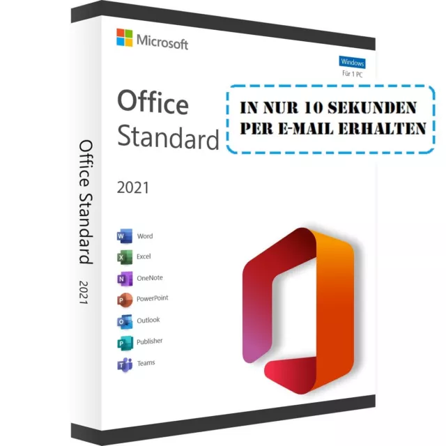 Microsoft Office 2021 Standard Key Sofort Email Versand Vollversion 1PC