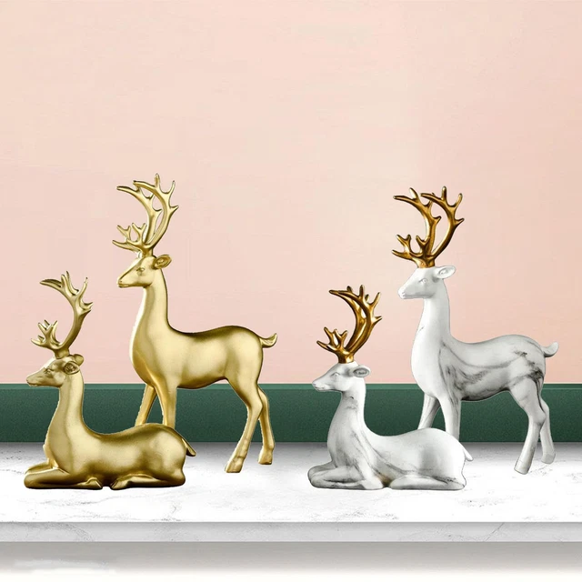 1 paire SculptureS En Résine, Décoration Elk Cerfs Statue Ornements de Table,