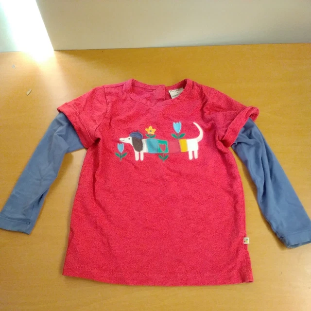 Frugi Pink Girls Dauschound Long Sleeve Top Age 3 To 4 Years