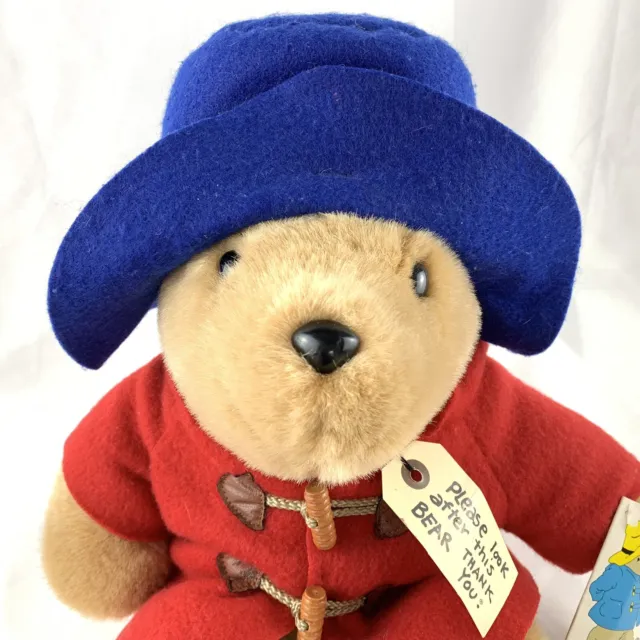 Vtg Paddington Bear Red Coat Blue Hat Plush 16” Eden Toys With Tags 1981 Euc