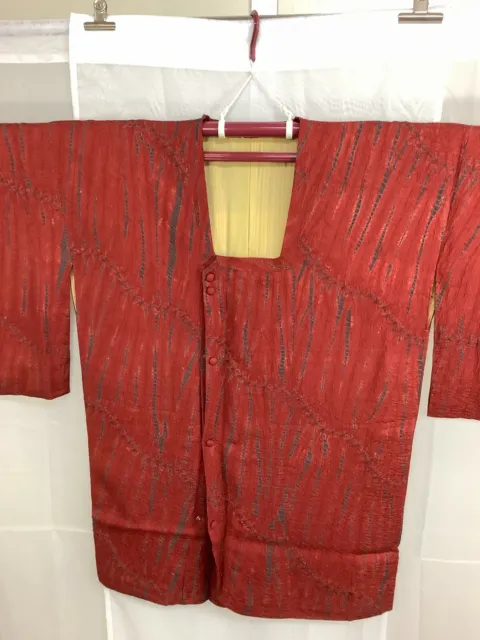Japanese Vintage Kimono MICHIYUKI coat Red Front button Height 33.07inch used