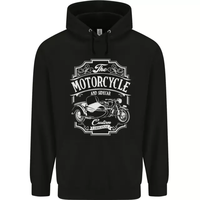 Felpa con cappuccio da uomo moto e sidecar biker 80% cotone