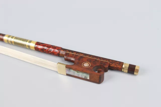 4/4 Full Size Violin Bow Snakewood Straight Pretty inlay AAA Bow Hair Straight 3