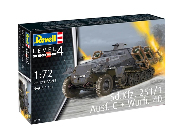 Kit Modèle 4D Char SdKfz 251 à Monter 1:72 - Plastique Gris - Neuf - Pour Collection Ou Maquette