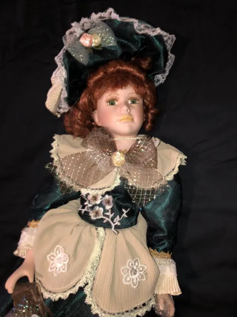 Porcelain doll, Beautiful detail, New in box-box slightly worn.
