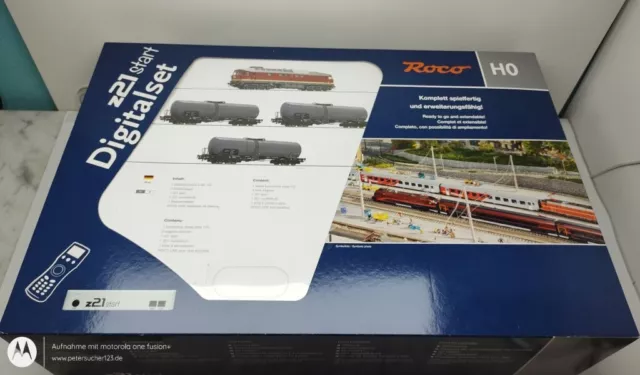 Roco H0 DC 510002 starter set digitale locomotiva diesel + rimorchio + binari + Z21 IMBALLO ORIGINALE