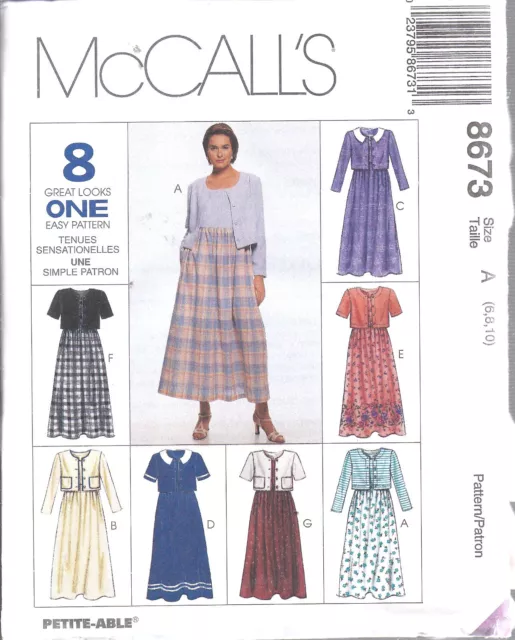 8673 UNCUT Vintage McCalls SEWING Pattern Misses Unlined Jacket Dress OOP FF