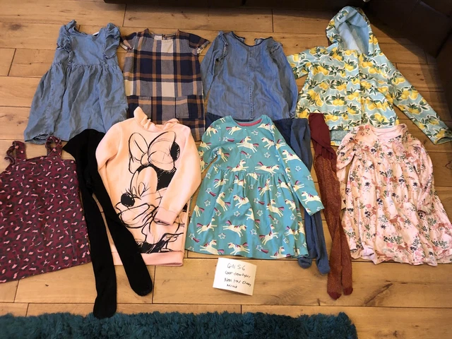 Girls age 5-6 years clothes bundle Next M&S Disney dresses tights rain coat